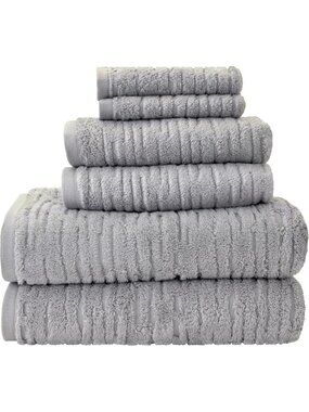 Luxury 6-Piece Bath Towel Set, Soft 100% Cotton, Absorbent, Gray Home Essentials